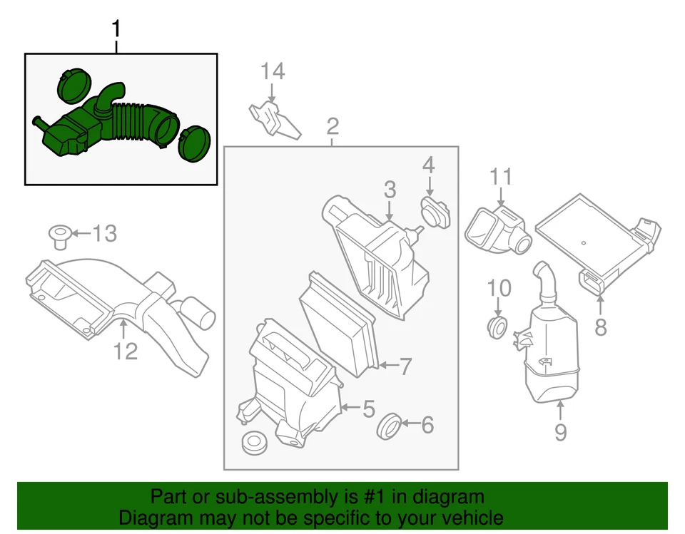 Manguera de admisión de aire del motor OEM NUEVA con conducto superior Nissan Sentra 16576-ET00A 2007-2012 Foto 3 de 3