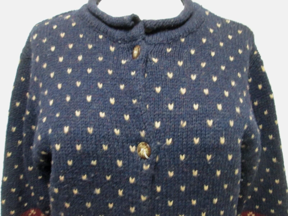 SKYR Vintage 100% Wool Nordic knit cardigan sweater top blue Size Sz Medium Md M - Image 3 of 4