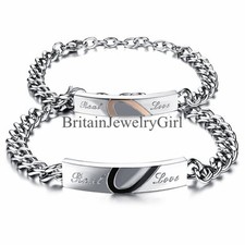 Real Love Matching Heart Love ID Stainless Steel Men Women Couple Chain Bracelet