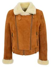 Handmade Women's Genuine Sheepskin Shearling Leather Jacket | Aviator Jacket |