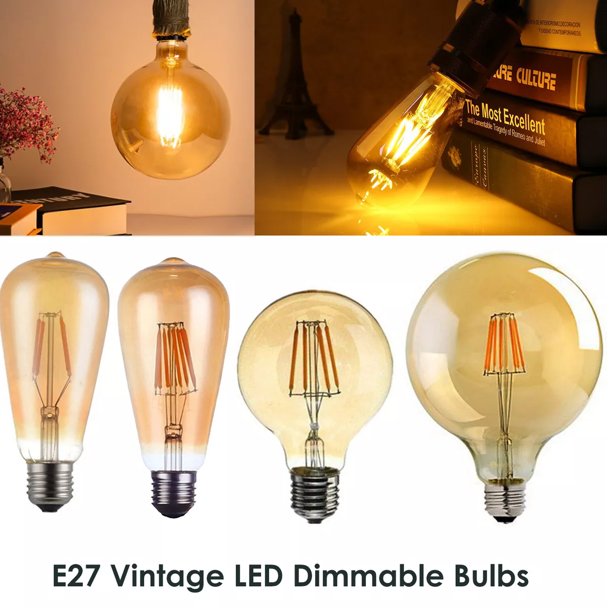 Edison LED Ampoule E27 / B22 Filament Straight E27 blanc chaud vintage  Lampe