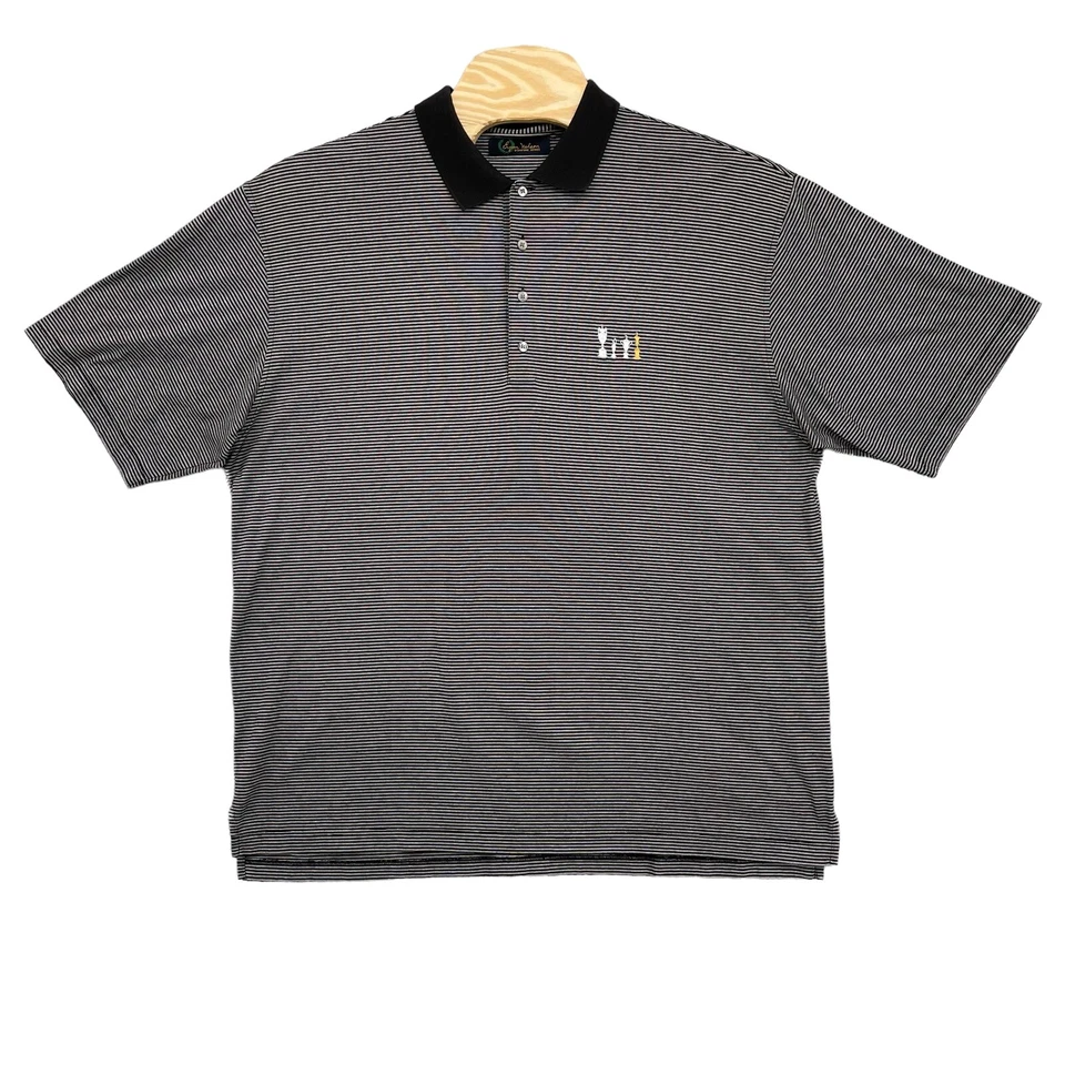 Camisa polo de golf Byron Nelson 2XL negra a rayas manga corta para hombre Foto 2 de 4