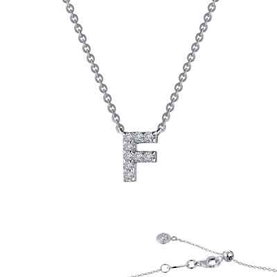 BRAND NEW Lafonn Platinum Bonded 0.36 CTW Letter F Pendant Necklace 9N086CLP20