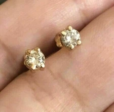 1Ct Round Cut Lab Created Diamond Solitaire Stud Earrings 14K Yellow Gold Plated