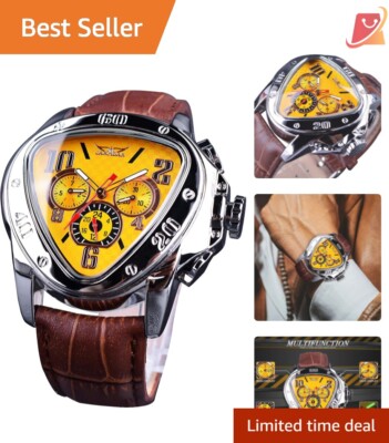 Stylish Triangle Racing Dial Mechanical Watch - Self-Winding & Multifunctional