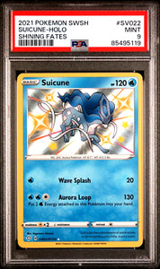 PSA 9 MINT Graded 2021 POKEMON SWORD & SHIELD SHINING FATES SV022 SUICUNE HOLO