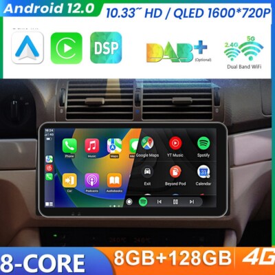 10,33'' Für BMW E39 M5 8Kern 8+128GB Android 12 Autoradio GPS Navi DSP DAB 4G LTE