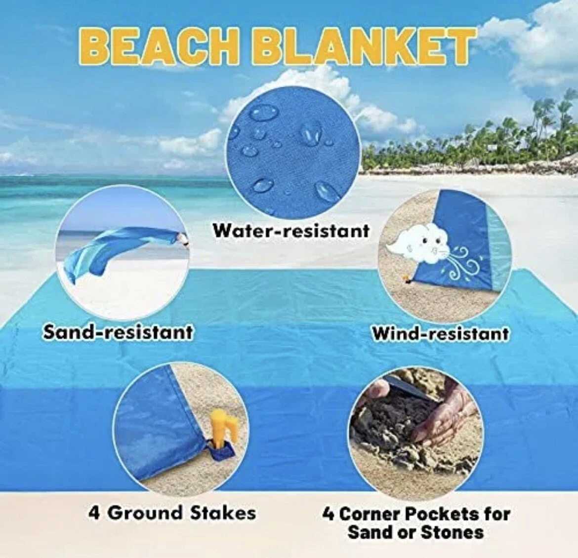 ZOMAKE Beach Blanket Sandproof Beach Mat Extra Large Oversized eBay