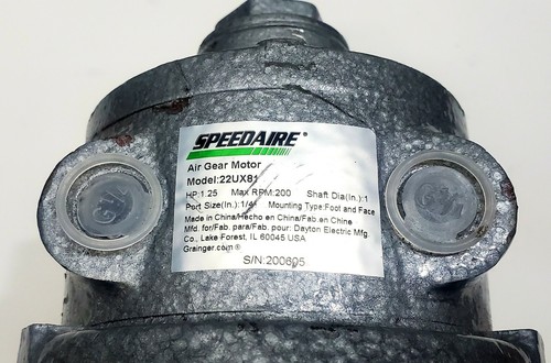 Speedaire 22Ux81 Air Gearmotor,1.25 Hp,60 Cfm,200 Rpm - Picture 3 of 4