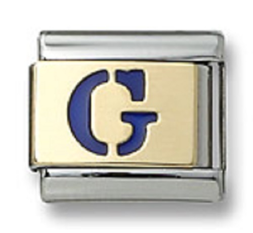 Italian Charm Enamel Letter G 18K Gold Initial 9 mm Stainless Steel Modular Link - Afbeelding 1 van 1