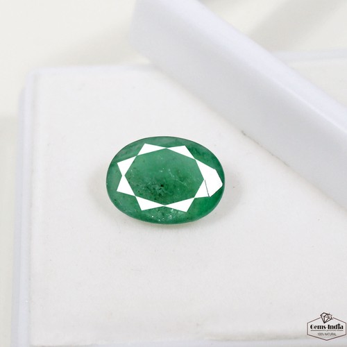 Piedra preciosa suelta ovalada esmeralda colombiana verde natural sin tratar de 3,70 quilates certificada - Imagen 3 de 11