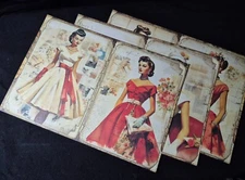 Fashion trends from the 1950s, 6 large scrapbook pages and 25 stickers,