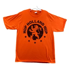 Vintage Port & Company T-Shirt Men's Large Orange Hup Holland Hup Soccer Y2k Tee