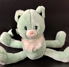 Vintage 2000 Animal Alley Mint Green And Black Plush Cat Bendable Tail