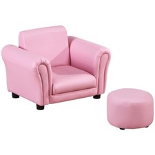 Image of HOMCOM Kids Sofa Chair Set Armchair Seating Seat Bedroom Playroom Stool Pink