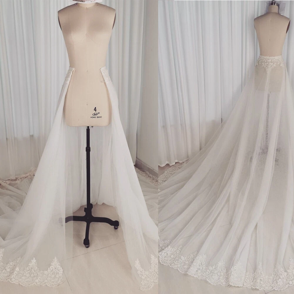 Detachable tulle cheap overskirt wedding