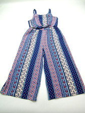 Knitworks Jumpsuit Romper Girls Size 14 Floral Bow Tie Accent Paisley Boho NWT