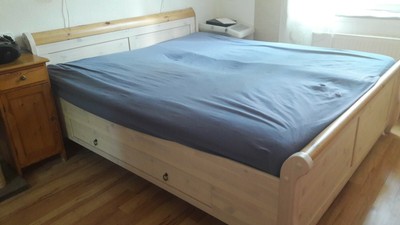 Bett Bornholm 180x200 Massivholz Mit 2 Schubkasten Federholzrahmen Matratze Ebay