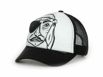 New QuikSilver Stavi Pirates Eye Patch Adjustable Meshback Trucker Hat B154