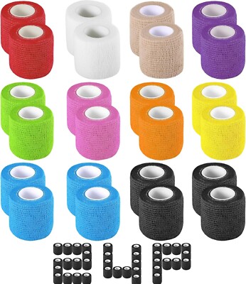 24-Rolls Colorful Medical Self Adhesive Bandage Wrap 2 Inch x 5 Yards, Vet Tape