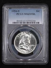 1954 D Half Dollars Franklin PCGS MS-65 FBL