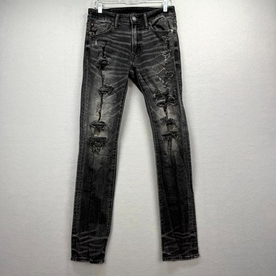 American Eagle Skinny Jeans Mens 30x34 Gray Pants Next Level Airflex Distressed
