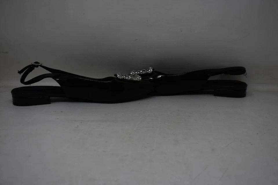 Zapatos Anne Klein para mujer talla 7 negros con cordones planos y hebilla de cristal elegantes Foto 3 de 4