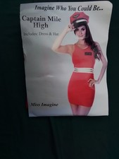 Ladies Captain Mile High Dress Hat Hennight Cosplay Fancydress Costume 16-18