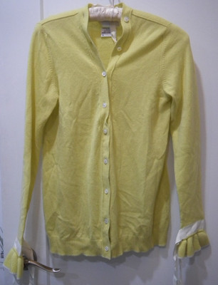 Vintage 1990's JED 100% Cashmere Yellow Cardigan Sweater Made in Scotland Size S