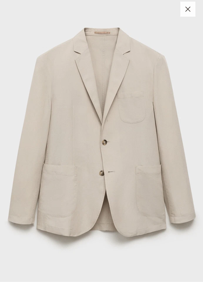 Mango by Mango Delave Smart Slim Fit linen Lyocell Blazer Mens 46 NWT - Image 4 of 4