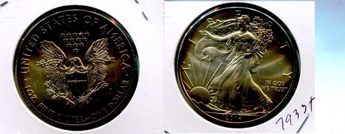 2014 AMERICAN SILVER EAGLE 1 OUNCE SILVER COIN CHOICE BU CRAZY TONED 7933T