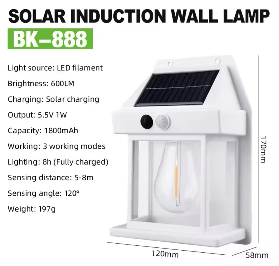 ✅Lampada da parete solare da esterno con Pannello Solare Specificare Colore ☀️ - Immagine 2 di 4