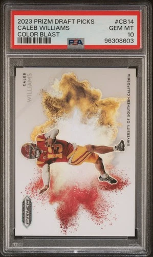 PSA 10 CALEB WILLIAMS 2023 Prizm Draft Color Blast RC XRC USC Bears GEM MINT