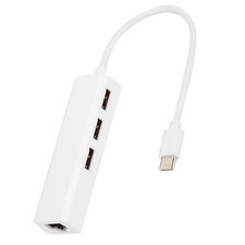 3‑Port Hub USB2.0 RJ45 Lan Network Card USB3.1 Type‑C To Ethernet Adapter For OS
