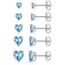 18K White Gold Plated Heart Shape Cut Cubic Zirconia Birthstone Stud Earring ...