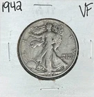 1942 WALKING LIBERTY SILVER HALF DOLLAR  ~ VF  ~ NICE COIN ~ 90% SILVER
