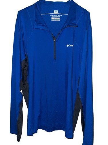Columbia Mens L Blue 1/4 Zip Pullover Omni-Freeze Zero Omni-Wick Evap