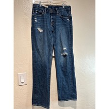 Abercrombie  Fitch Mens Distressed Straight Leg Jeans Blue 30x30 Button Fly