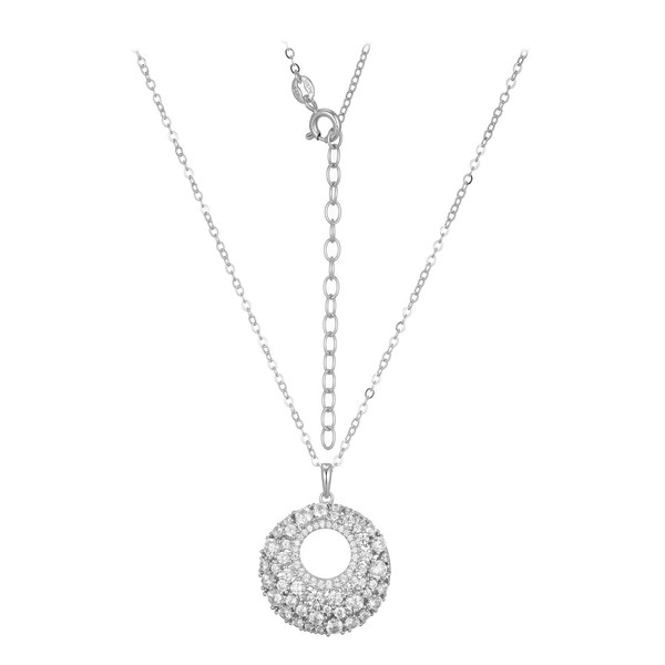 Cavill Silberkette 925 Sterling Zirkon 2,66Ct Rundschliff AnhäNger Damen-image