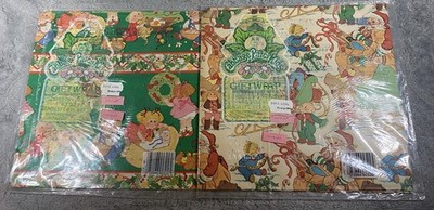 Two Vintage Cabbage Patch Kids CPK 1983 Christmas Theme Santa Wrapping Paper NOS