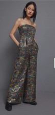 Nuevo con etiquetas Mono Anthropologie Brillante Colorido Sin Mangas Talla 14 Bolsillos Pierna Ancha