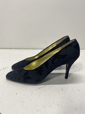 Vintage Rene Mancini Black Floral Brocade Pointed Toe Pumps France 38