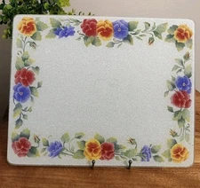 Vtg Corelle Corning Summer Blush Counter Saver 12"x15" Glass Cutting Board READ 