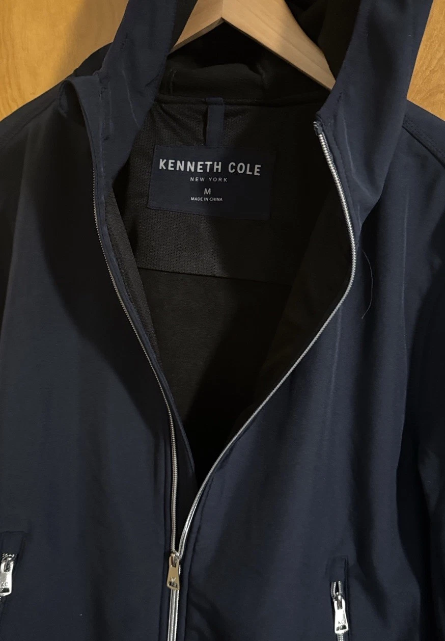 Kenneth Cole Jacket Mens Medium Navy Zip Pockets Fleece Lined Softshell - product detail image 4