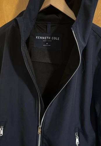 Kenneth Cole Jacket Mens Medium Navy Zip Pockets Fleece Lined Softshell image 4