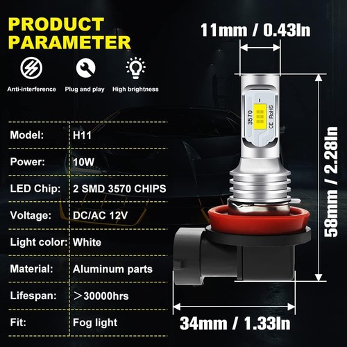 H11 LED Headlight Super Bright Bulbs Kit 8000K White 330000LM High/Low Beam - Bild 6 von 12