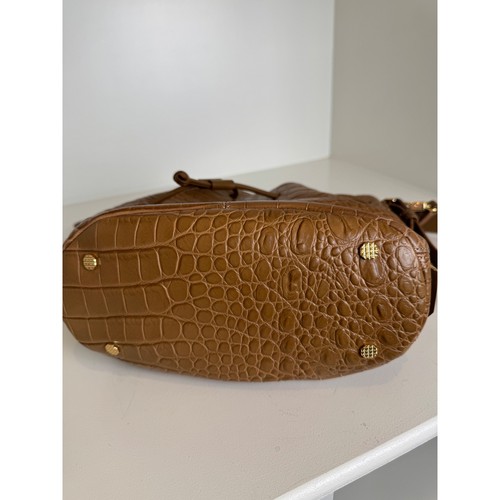 Elizabeth and James Camel Embossed Croc Cynnie Bucket Bag Drawstring Camel - Picture 10 of 17