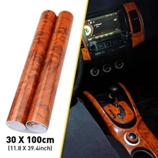 Car Interior Wood Grain Textured Glossy Wrap Sticker Decal Sheet Vinyl Film DIY