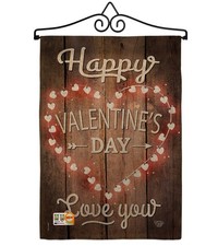 Happy Valentine's Day Garden Flag - Set Wall Hanger Spring Valentines Heart