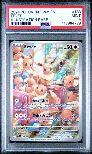 2024 POKEMON TWM EN-TWILIGHT MASQUERADE ILLUSTRATION RARE #188 EEVEE PSA 9